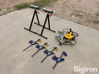DeWalt 10” Compound Miter Saw, Work Stands, & Irwin Quick-Grip Clamps