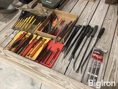 Assortment of Chisels, Pry Bars, Punches, Files