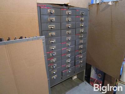 Cabinet of Parts Including Chain Parts, Clevis', Cable Clamps, etc