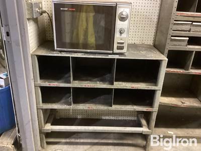 Metal Shop Cabinet and Microwave