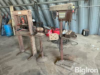 shop press, drill press, grinder