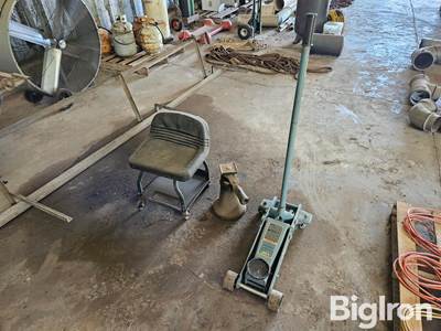 Rolling Shop Chair And Floor Jack
