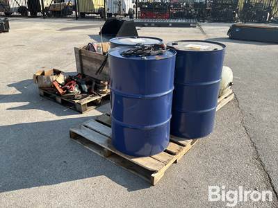 Drums Of Oil, Air Compressor, Fire Extinguishers & Pipe Equipment