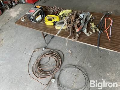14’ Chain, Straps, Cable, Winch & Binders