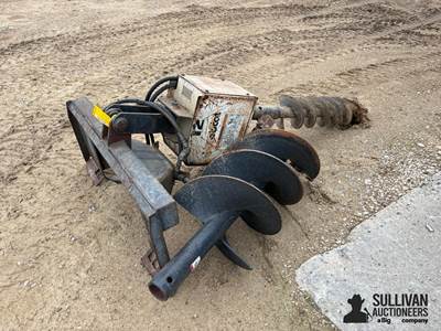 Bobcat 12 Post Hole Digger Attachment w/ Skid Steer Plate, 8.5" & 18" Augers