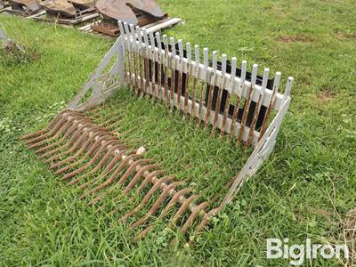 MDS Skeleton Rock Bucket 59" Wide Skid Steer Quick Attach, 1-1/8" Round Bar Tines