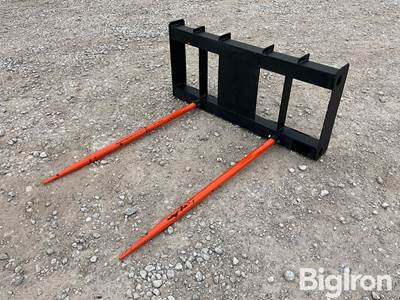 PABREAK 44" Bale Spear Skid Steer Attachment, Universal Mount, 45" Frame Width
