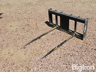 Used Pabreak Dual Bale Spear Skid Steer Attachment, Universal Mounting Plate