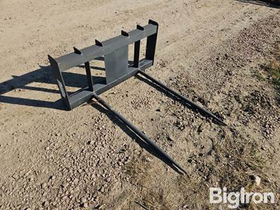 Pabreak Dual Bale Spear Skid Steer Attachment, Universal Mounting Plate