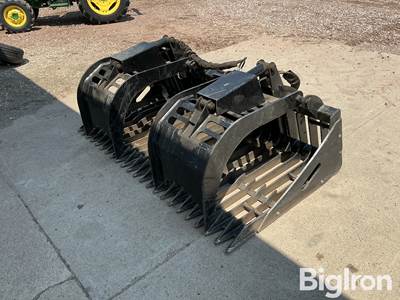 Prime Attachments 74" Skid Steer Rock and Brush Grapple, Flat Face Couplers