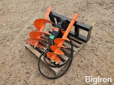 2025 Raytree RMA42 Hydraulic Post Hole Auger Skid Steer Attachment, 18" & 12" Augers