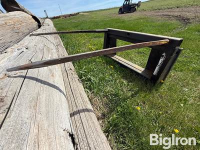 Shop Built Round Bale Spear 2 Tines, Skid Loader Quick Attach