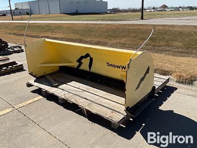 SnowWolf UltraPusher 96" Skid Steer Snow Plow Attachment, 33" Sidewalls, Replaceable Skids