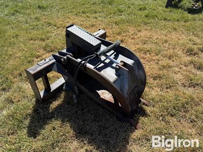 Used Skid Steer TREE/ROOT Grapple Bucket, Hydraulic, Single Cylinder
