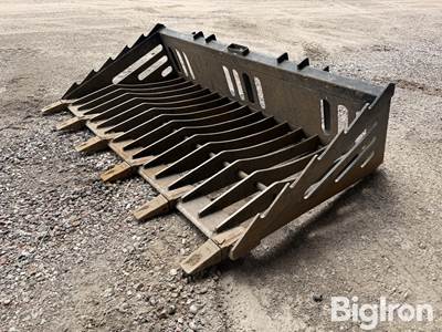 74" Skid Steer Skeleton Rock Bucket w/Teeth, Quick Attach