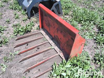 Used Skid Steer Utility Bucket with Six Forks, 42" Wide, Skid Steer Mounting Plate