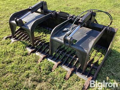 80" Skid Steer Grapple Bucket with Teeth and Hydraulic Cylinders