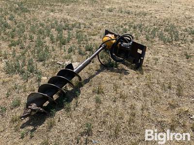 Used Hydraulic Posthole Auger Skid Steer Attachment, 12" Auger