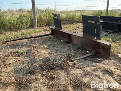 Used Skid Steer Bale Spear Attachment, 43" Length, 5' Width