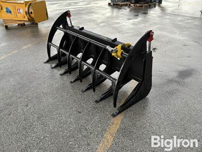 2025 76" Skid Steer Skeleton Grapple Bucket, Universal Mount, Flat-Faced Couplers