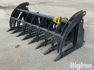 2026 84" Skid Steer Hydraulic Root Rake Grapple Bucket, Unused