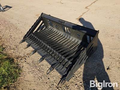 Used 67" Rock Bucket Skid Steer Attachment, Universal Skid Steer Mounting Plate