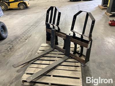 Virnig Skid Steer Fork Attachment, 3' Forks, 4" Fork Width, 45" Adjustable Width