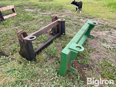 Shop-Built Bale Spear Frame & JD 740 Bucket Adapter for John Deere 3400 Telehandler