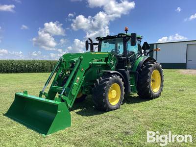 2021 John Deere 6155R MFWD Tractor w/TLS & 640R Loader