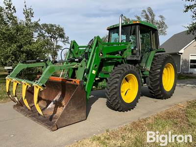 1998 John Deere 6410 MFWD Tractor W/ JD 640 Loader, Bucket, & Grapple