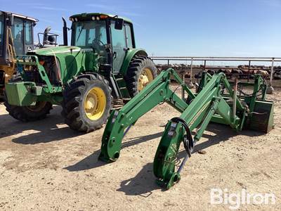 2005 John Deere 7420 2WD Tractor w/741 Self Leveling Loader and Grapple Bucket