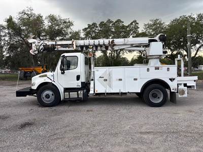 Freightliner M2 106 Single Axle Digger Derrick Truck - Automatic, 2011 Altec DM47T Digger Derrick