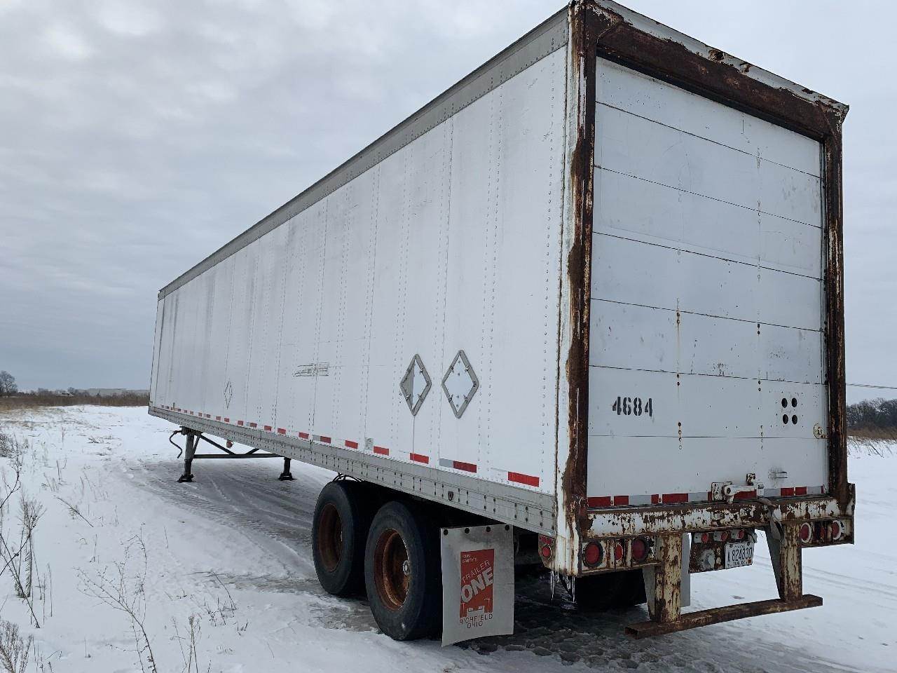 1991 Wabash 48 ft Dry Van Trailer Roll up Door, Spring, Sliding Axle