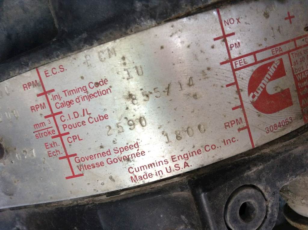 Cummins N14 Engine Serial Number Location