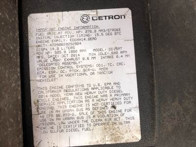 Detroit DD15 Engine for a Freightliner Cascadia