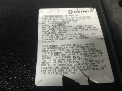 Detroit DD15 Engine for a Freightliner Cascadia