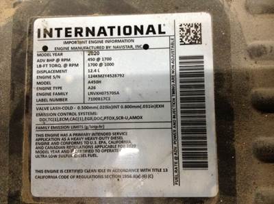 International A26 Engine for a International LT