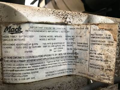Mack MP8 Engine for a Mack Chu
