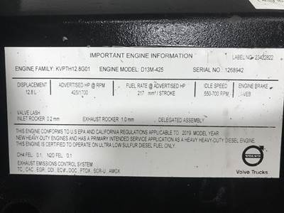 Volvo D13 Engine for a Volvo VNR