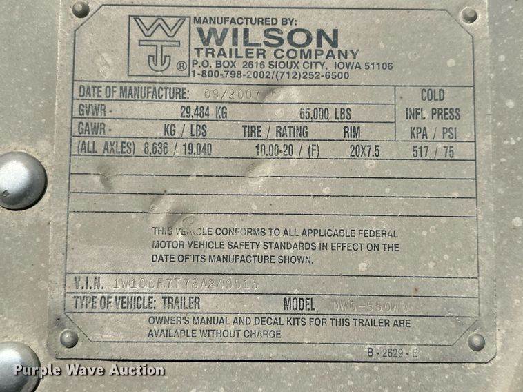 2008 Wilson DWG550WB Walking Floor Trailer For Sale Hays, KS NS9103