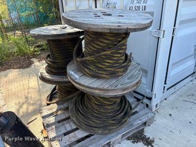 Unknown 1" And 1 3/8" Steel Cable (4) Spools Of Steel Cable