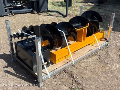Used Skid Steer Auger Attachment with 3 Augers 8" 12" 16"