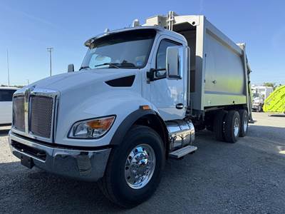 Kenworth T480 Side Load Garbage Truck - Paccar, 370HP, Automatic