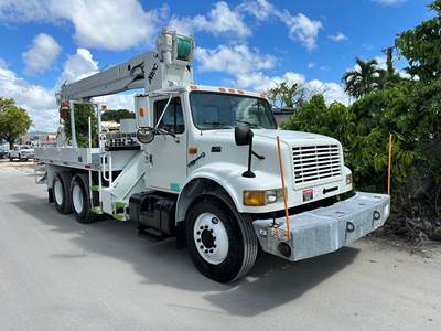 1999 International 4900 Altec D947-TB Crane Flatbed Utility Truck