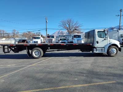 2011 Freightliner M2106 Single Axle, 26,000 G.V.W., Flatbed Truck, Stake Pockets, Platform Lift-gate.
