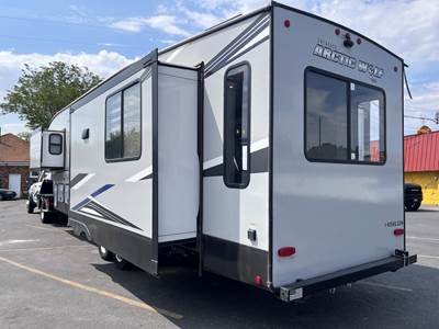 2022 Loaded Comfort Camper - Forest River Cherokee Arctic Wolf 3550 Suite, Out Door Pull Out Cover, Extended Living Space and Lighting.
