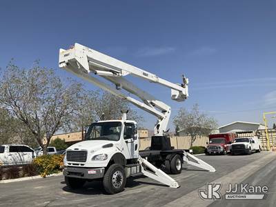 Versalift VST7500, with Two-Man Bucket, 4 Hydraulic Outriggers, rear mounted on 2013 Freightliner M2 106 Flatbed Truck,
