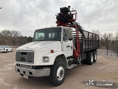 Prentice Grappleboom/Log Loader Crane rear mounted on 2000 Freightliner FL80 Dump Debris Truck