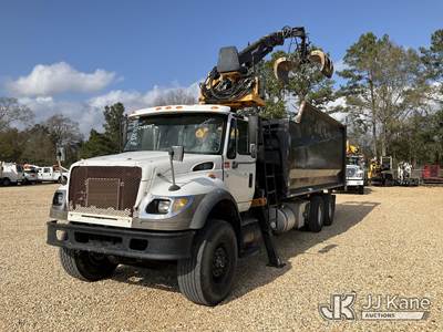 Rotobec Grappleboom Crane mounted behind cab on 2006 International 7600 Dump Debris Truck