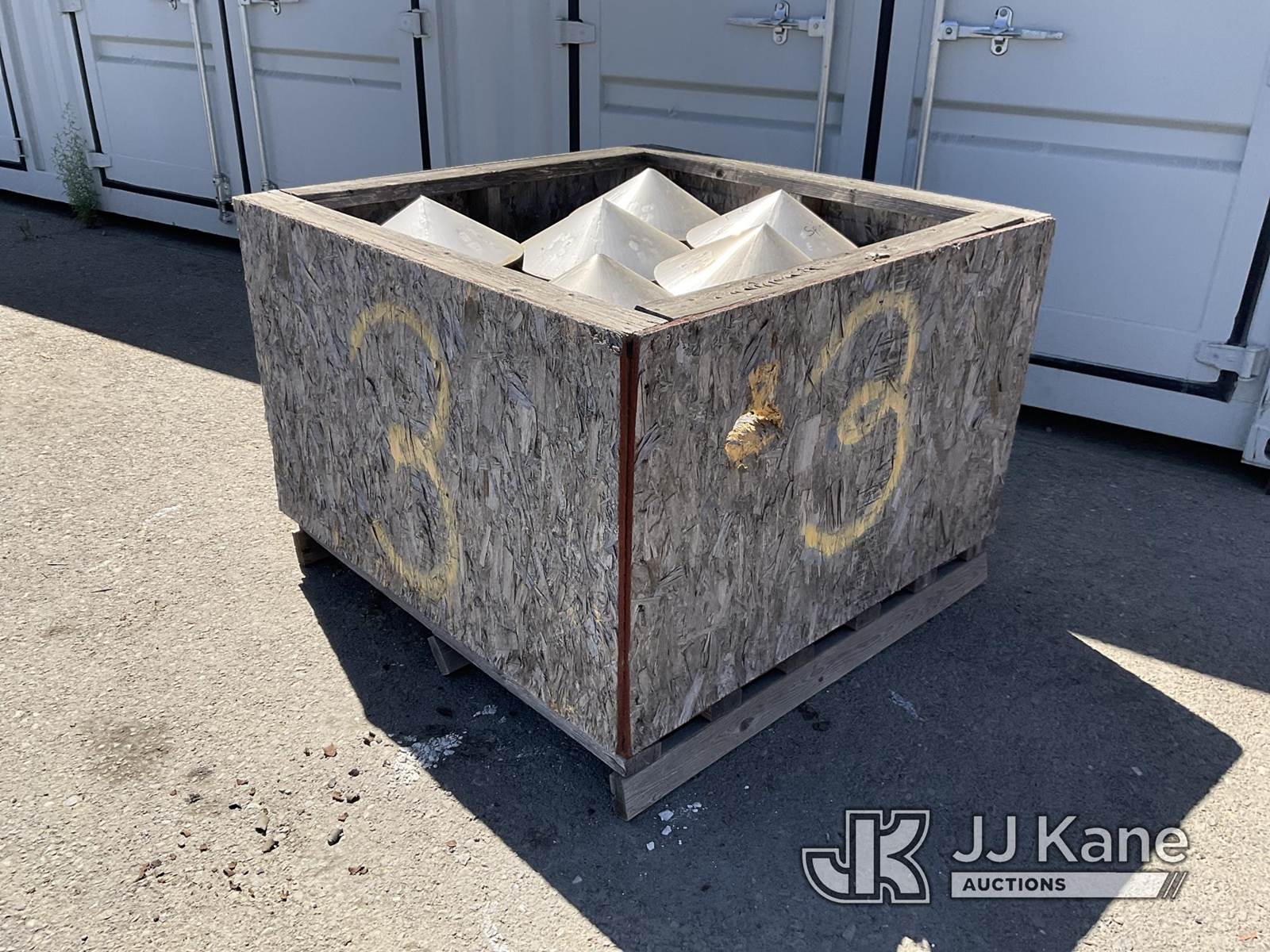 Crate with Steel Cone Shaped Pipes NOTE This unit is being sold AS IS